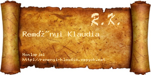 Reményi Klaudia névjegykártya